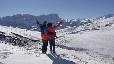 Couple on vacation in the mountains Stock Footage 87744161