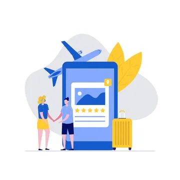 Couple vacation vector illustration concept with characters. Modern flat styl Stock Illustration