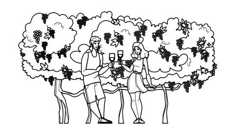 Couple vineyard vector Stock Illustration