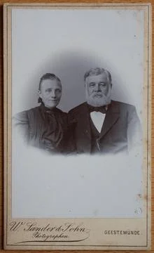 Couple visit format carte de visite photograph fixed on cardboard in the format Stock Illustration