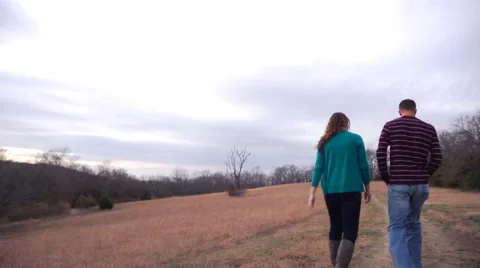 Couple on a Walk in the Fall Stock Footage 36436420