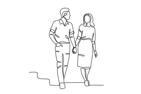 Couple on a walk Stock Illustration