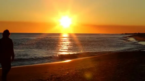 Couple Walking Away Sunset Stock Footage 21244073