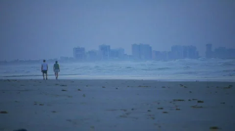 Couple walking on the beach at dusk Video stock 848082