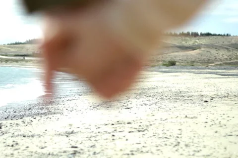 Couple walking on the beach  Stock Footage 1050660