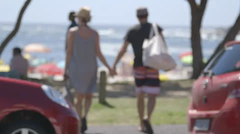 Couple walking to the beach Stock Footage 23014201
