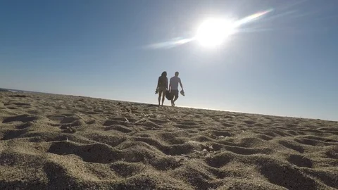 Couple Walking on Beach Stock Footage 87106460