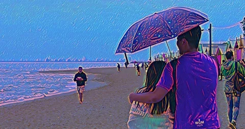 Couple walking on the beach Stock Footage 116704172