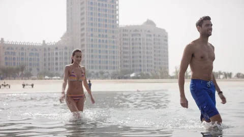 Couple walking at beach. Stock Footage 119510200