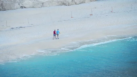 Couple walking on beach. Stock Footage 220024087