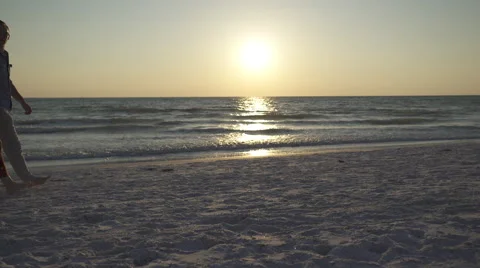 Couple Walking on Beach at Sunset (22 of 23) Stock Footage 48704219