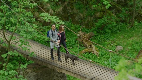 Couple walking on a bridge Stock Footage 99962515