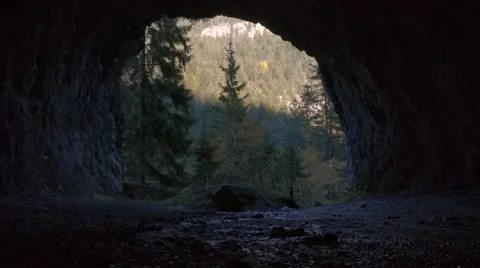 Couple walking in the cave Stock Footage 58934550