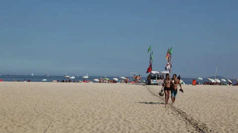 Couple walking at Copacabana Stock Footage 37631228