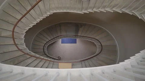 Couple Walking Down Marble Spiral Stairs Stock Footage 220597434