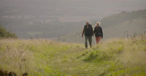 Couple walking in field Stock Footage 59899574