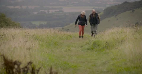Couple walking in field Stock Footage 59899597
