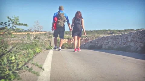 Couple walking into horizon Video stock 45657571