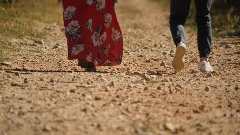 Couple Walking Man Jumps Stock Footage 88375442
