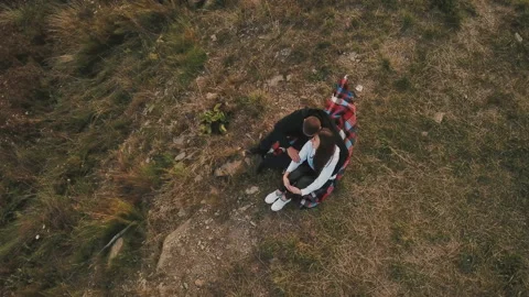 Couple walking in the mountains Stock Footage 129878340