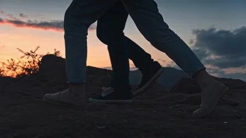 Couple Walking In The Nature At Sunset Stock Footage 88694471