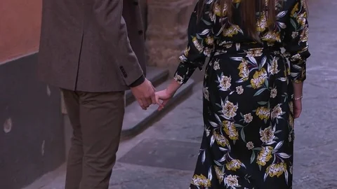 Couple walking on the old streets Stock Footage 71914749