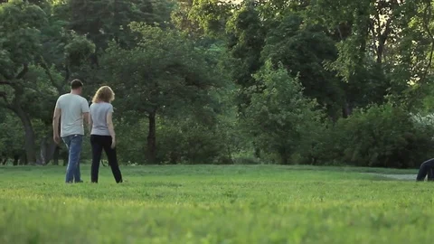 Couple walking in parc Stock Footage 77481485
