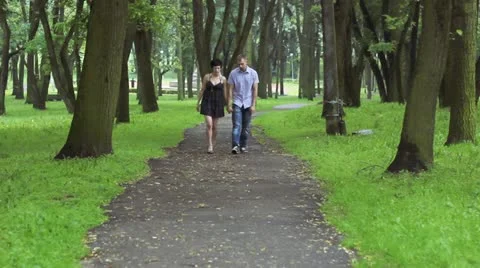 Couple walking in the park Stock Footage 11893746