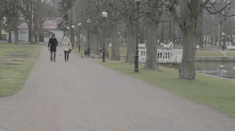 Couple Walking in Park Stock Footage 31791910
