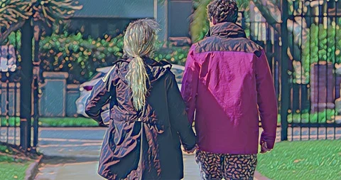 Couple Walking in the park Stock Footage 116640902