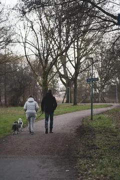 Couple walking in the park Stock Photos