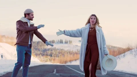 Couple walking on the road Stock Footage 150492750