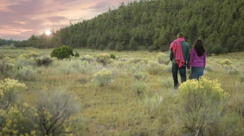 Couple Walking Into the Sunset Video stock 24813856
