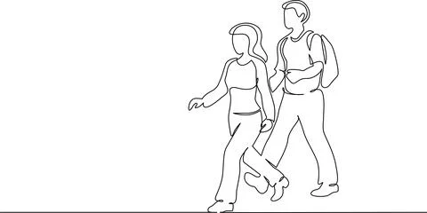 Couple walking together Vector Stock Illustration