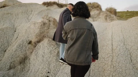 Couple Walking In A Valley Stock Footage 231720706
