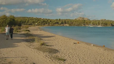 A couple walks on the beach Stock Footage 228856282