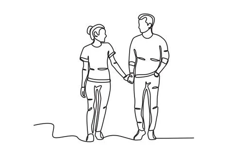 A couple walks romantically Stock Illustration