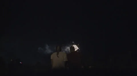 Couple Watching Fireworks Display Stock Footage 26109111