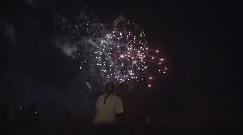 Couple Watching Fireworks Stock Footage 26109393