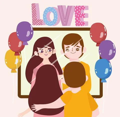 Couple watching in the mirror Stock Illustration
