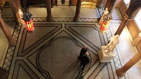 A Couple is Watching A Statue In A Museum Stock Footage 51014973