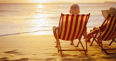 Couple Watching the Sunset on Vacation Stock Footage 86570219