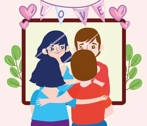 Couple watching themselves Stock Illustration