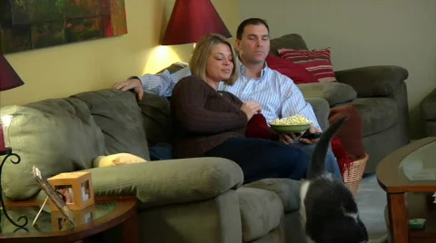 Couple Watching TV 1360 Stock Footage