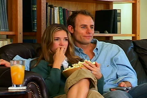 Couple Watching TV Video stock 2619047