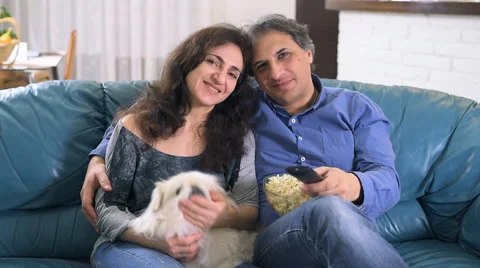 Couple watching TV Stock Footage 60624785