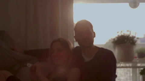  Couple watching TV  Stock Footage 111256137