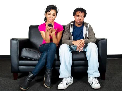 Couple Watcing TV Stock Photos