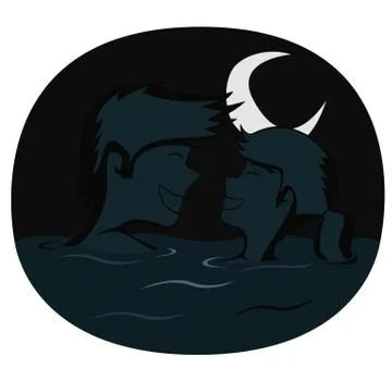 Couple in water Stock Illustration