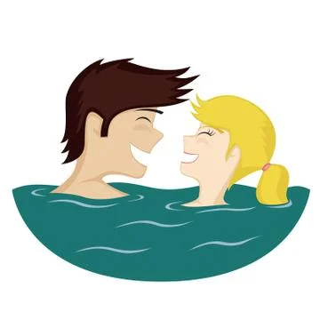 Couple in water Stock Illustration